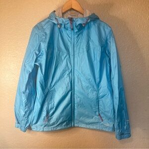 Eddie Bauer Full Zip Water-Resistant Hooded Windbreaker Jacket Women’s Large Blu